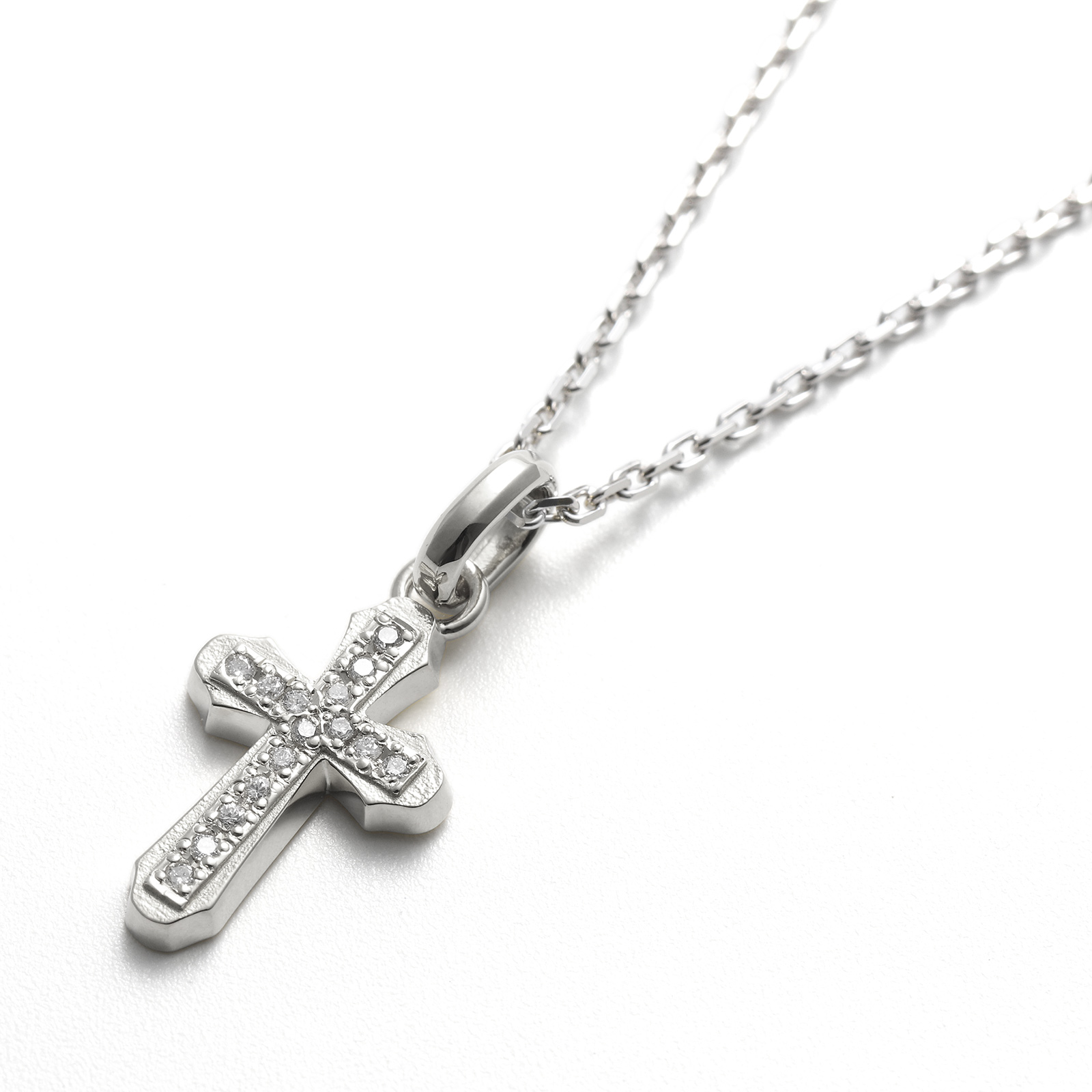 Smooth Cross Pendant M - Silver w/CZ