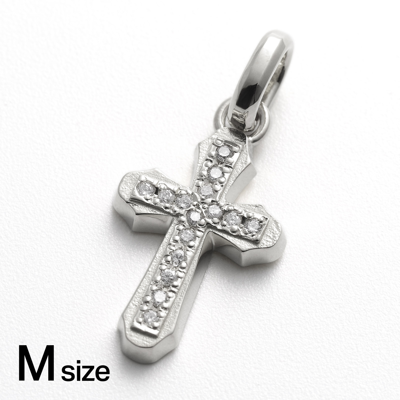 Smooth Cross Pendant M - Silver w/CZ