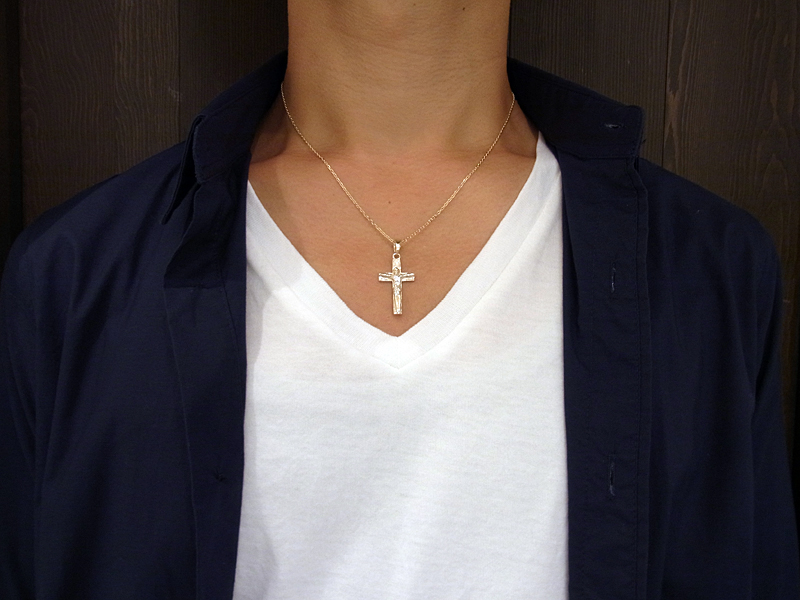 Large Divine Cross Pendant - K10Yellow Gold