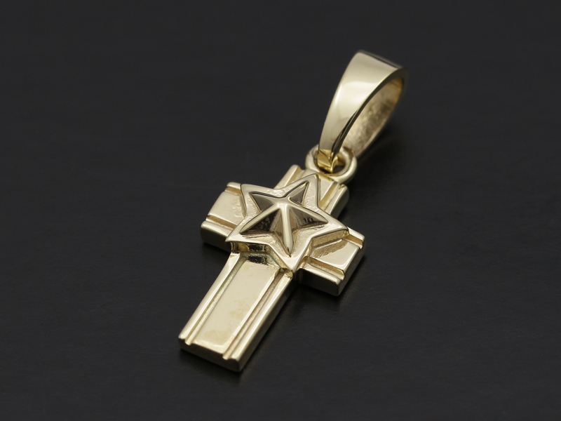 Star Cross Pendant - K10 Yellow Gold