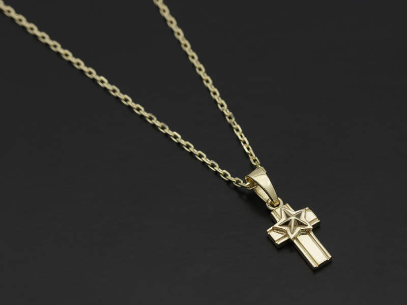 Star Cross Pendant - K10 Yellow Gold