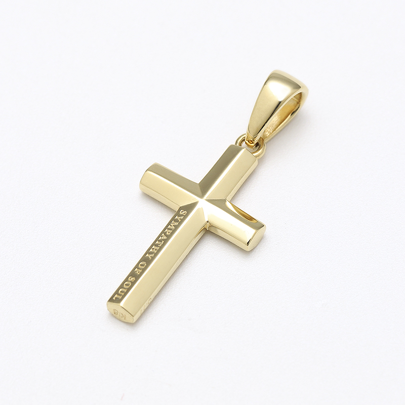 Ridge Cross Pendant Small - K18Yellow Gold w/Diamond