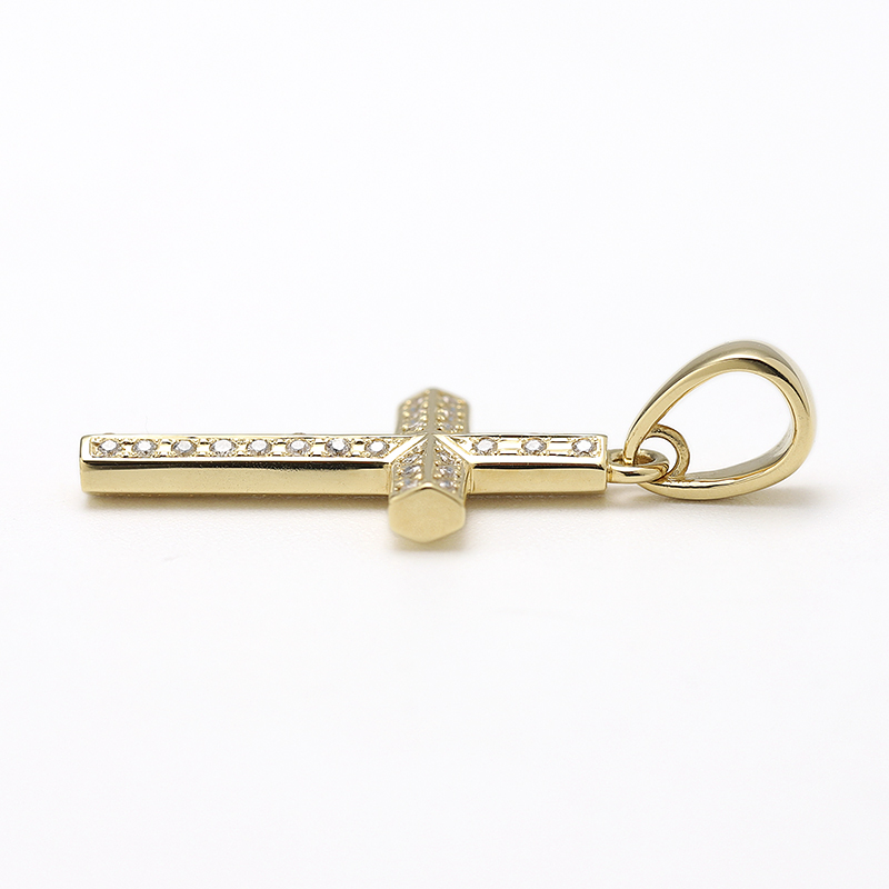 Ridge Cross Pendant Small - K18Yellow Gold w/Diamond