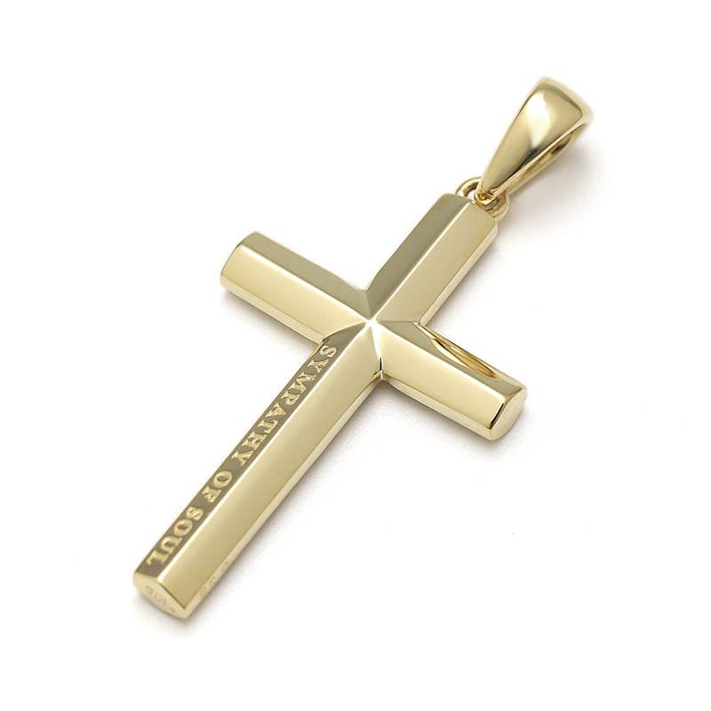 Ridge Cross Pendant Medium - K18Yellow Gold w/Diamond