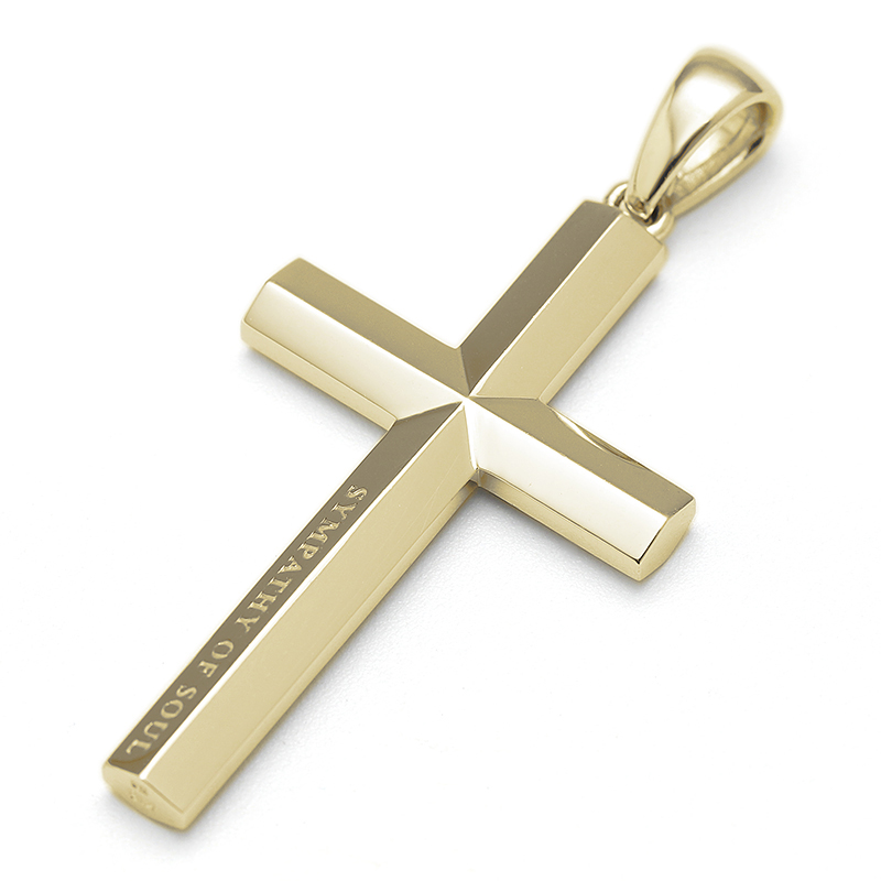 Ridge Cross Pendant Large - K18Yellow Gold w/Diamond