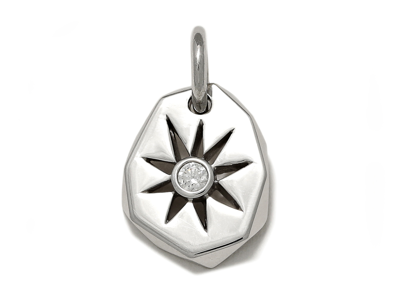 Sun Plate Pendant - Silver w/Clear CZ