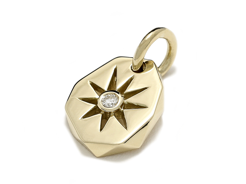 Sun Plate Pendant - K18Yellow Gold w/Diamond