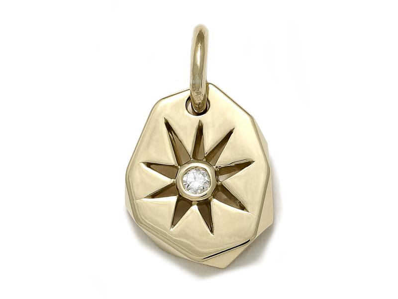 Sun Plate Pendant - K18Yellow Gold w/Diamond