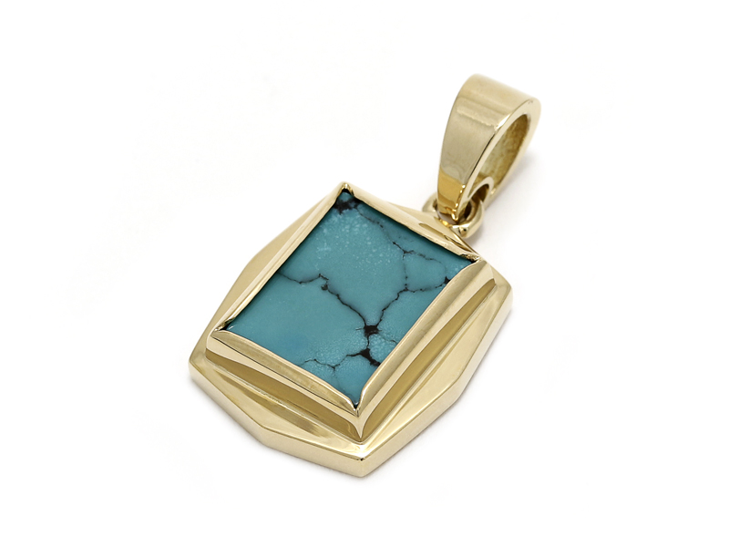 SYMPATHY OF SOUL(シンパシーオブソウル) Square Turquoise Pendant - K18Yellow Gold(スクエア ターコイズペンダント - K18イエローゴールド) SYMPATHY OF SOUL(シンパシーオブソウル) Square Turquoise Pendant - K18Yellow Gold(スクエア ターコイズペンダント - K18イエローゴールド)