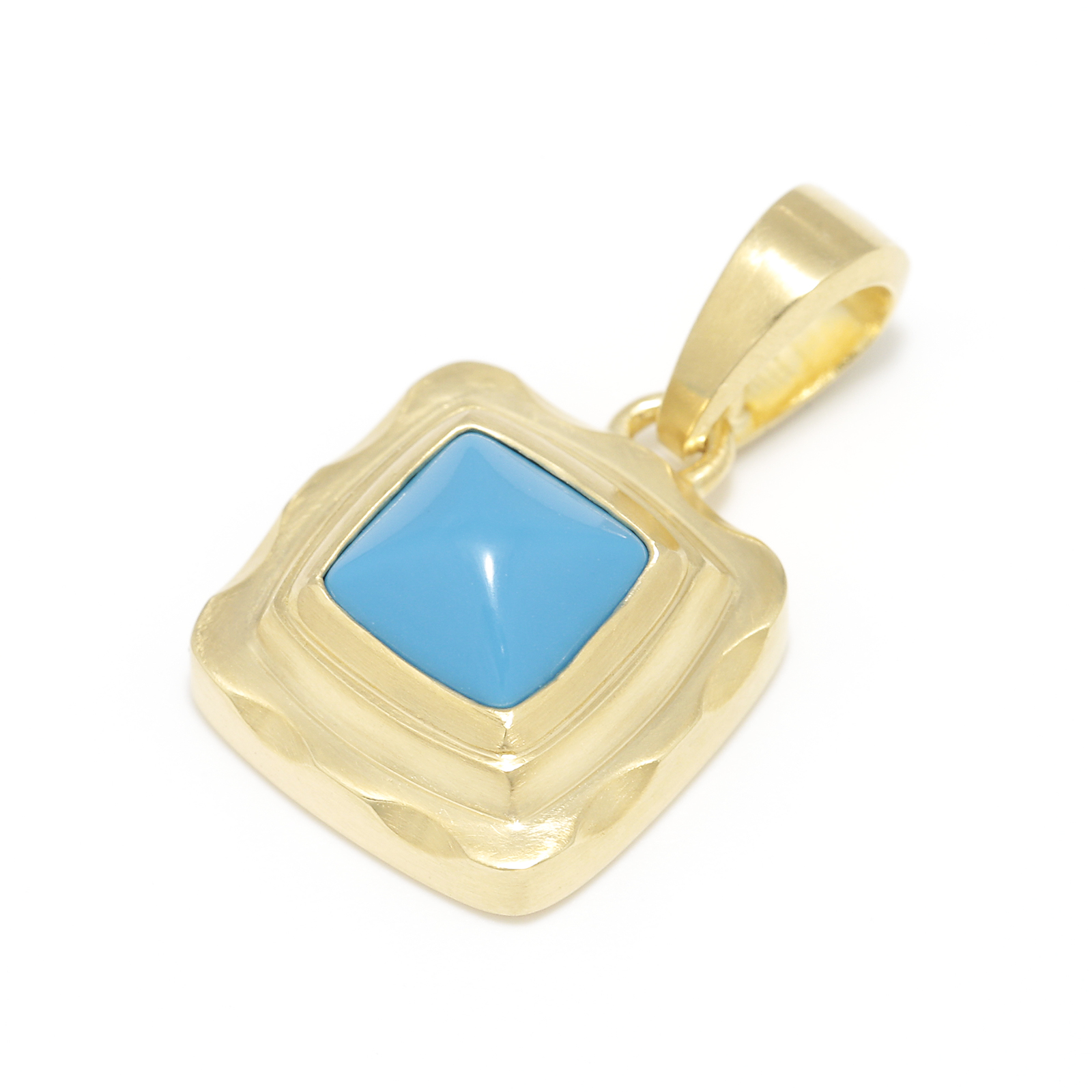 Pyramid Pendant - K18Yellow Gold w/Turquoise