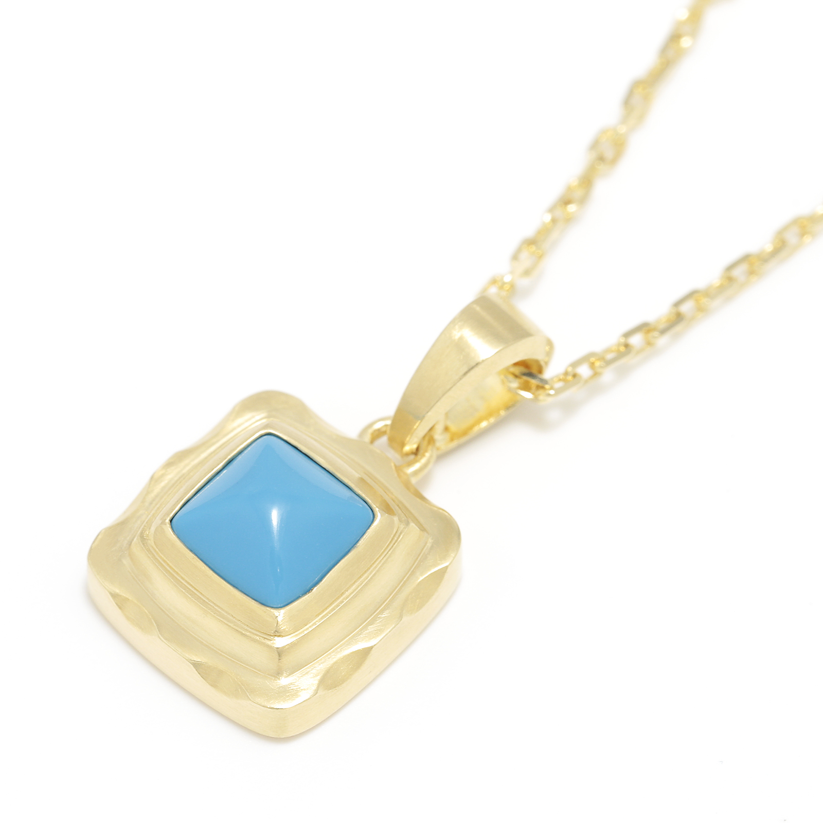 Pyramid Pendant - K18Yellow Gold w/Turquoise