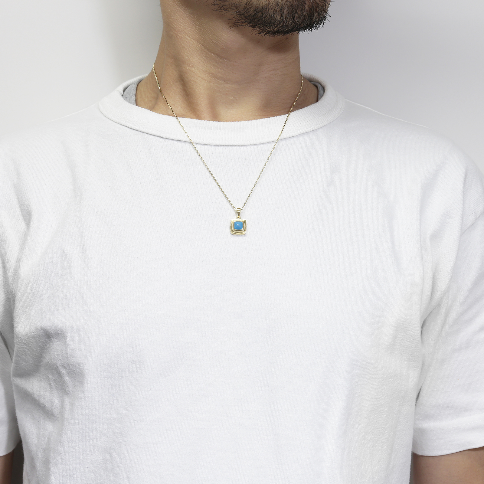 Pyramid Pendant - K18Yellow Gold w/Turquoise