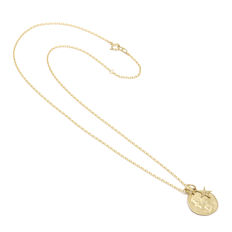 Liberty Head Pendant + Small Star Charm - K18Yellow Gold Set Necklace