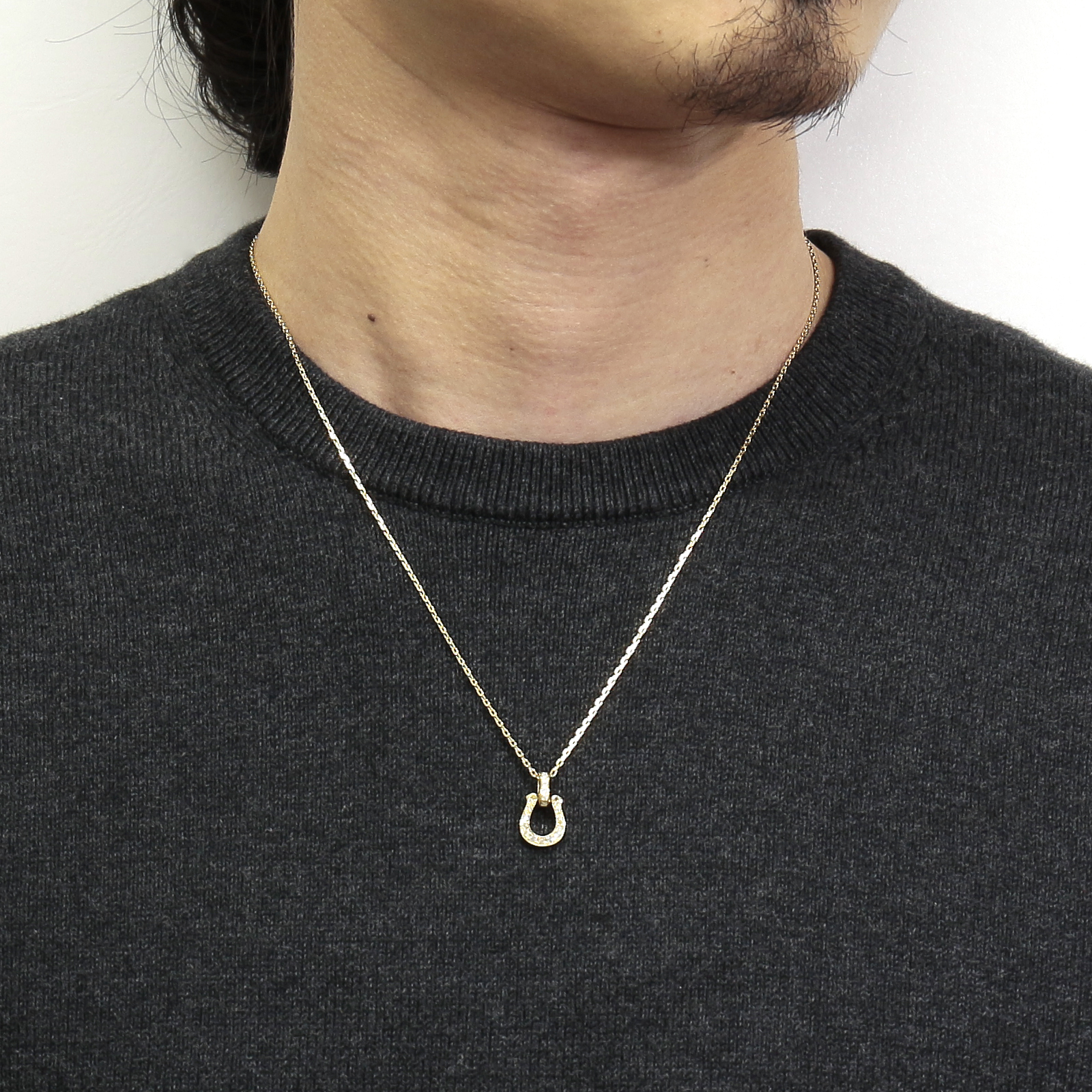 Horseshoe Amulet - K18Yellow Gold w/Diamond