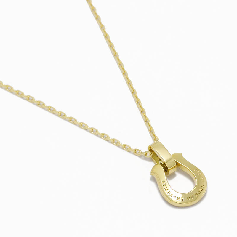 Horseshoe Amulet - K18Yellow Gold w/Full Diamond + K18Yellow Gold 0.42 Square Chain
