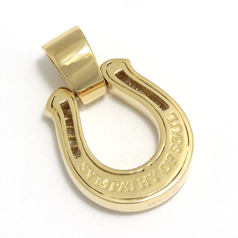 Horseshoe XL Pendant w/Tapered Diamond - K18Yellow Gold