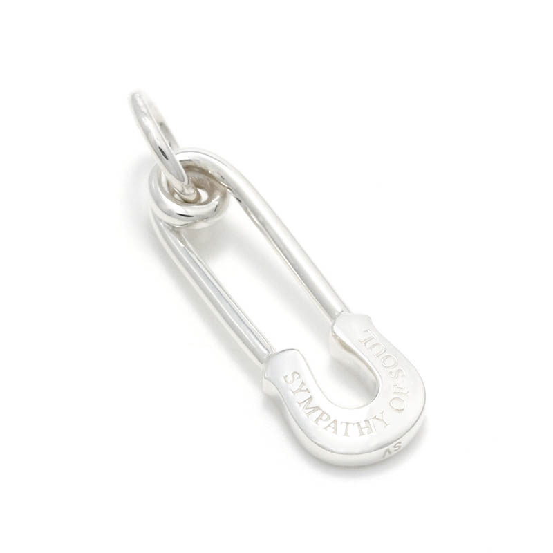 Safety Pin Charm - Silver w/CZ