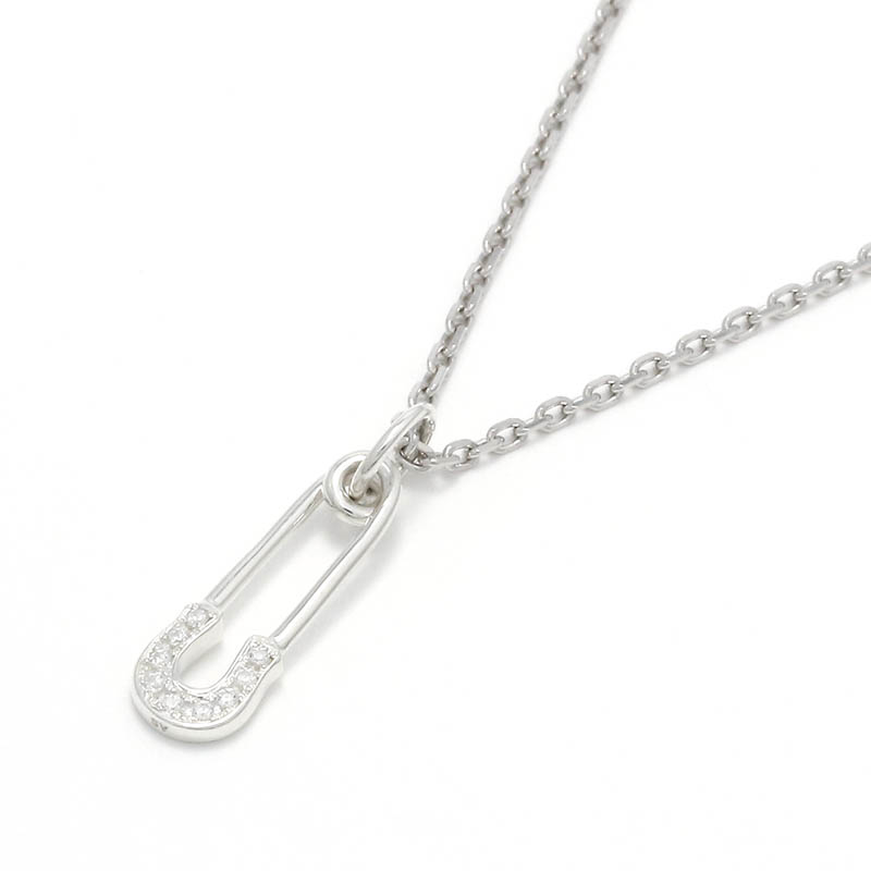 Safety Pin Charm - Silver w/CZ