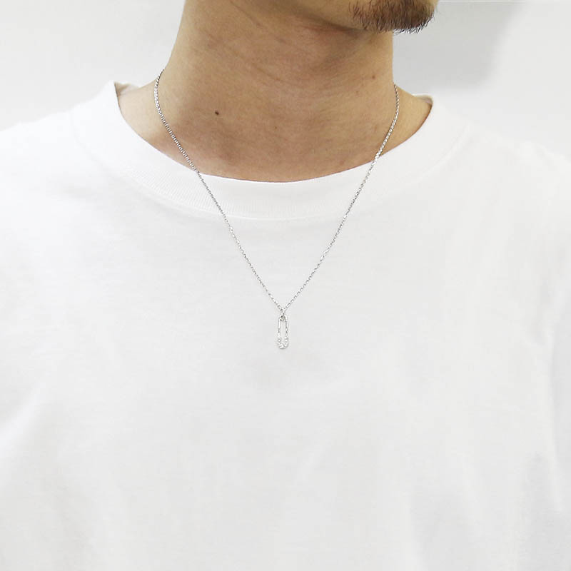 Safety Pin Charm - Silver w/CZ