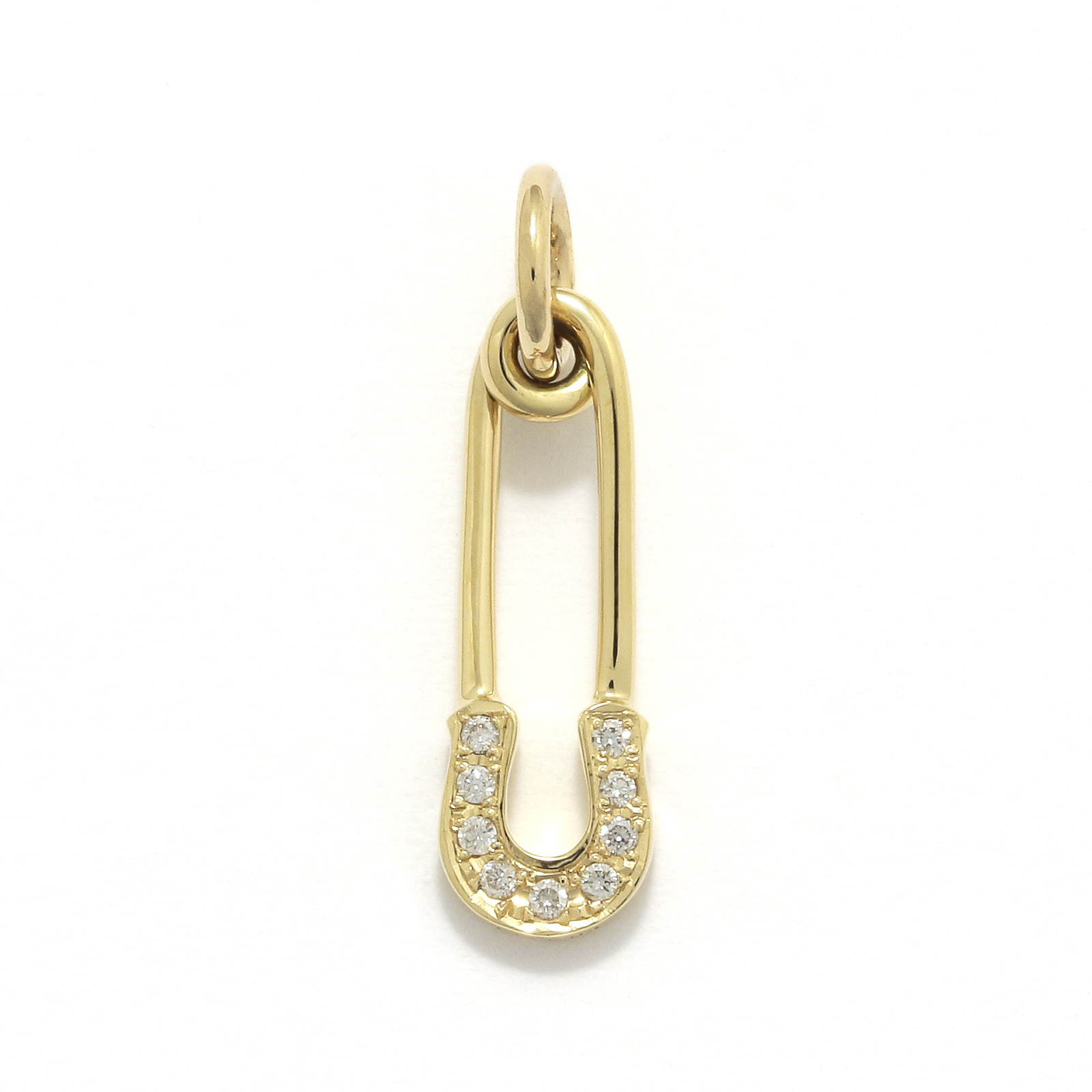 Safety Pin Charm - K18Yellow Gold w/Diamond