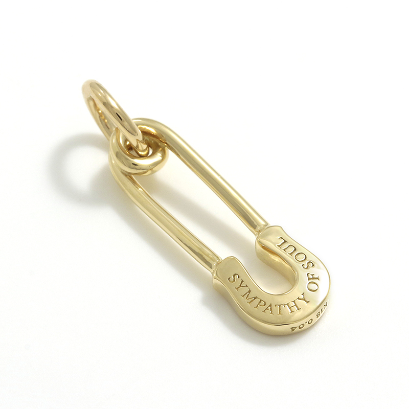 Safety Pin Charm - K18Yellow Gold w/Diamond