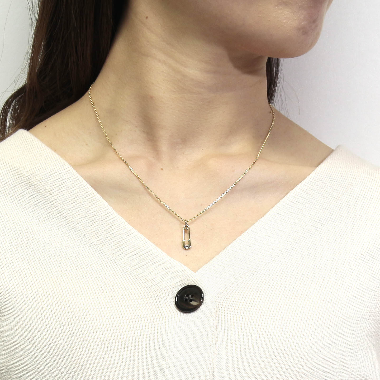 Safety Pin Charm - K18Yellow Gold