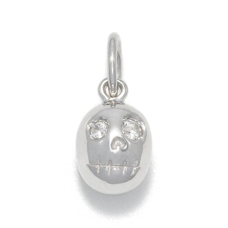 Sweet Skull Charm - Silver w/CZ
