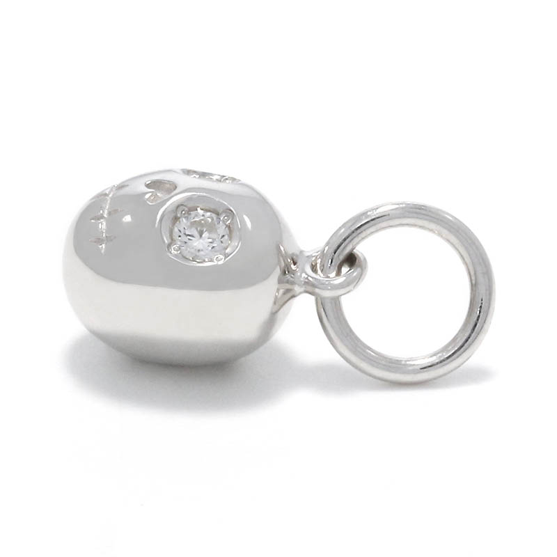 Sweet Skull Charm - Silver w/CZ