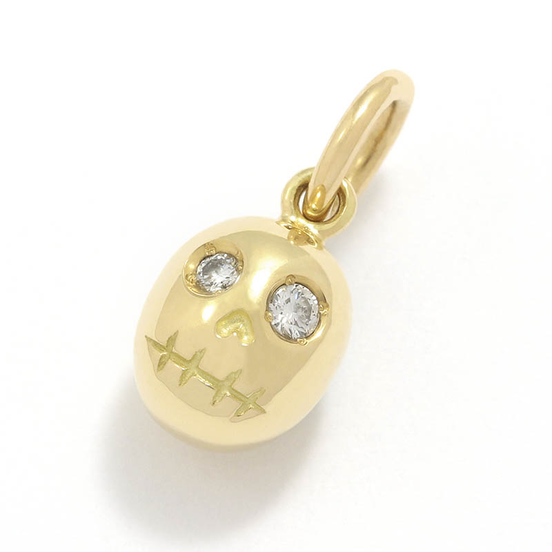 Sweet Skull Charm - K18Yellow Gold w/Diamond