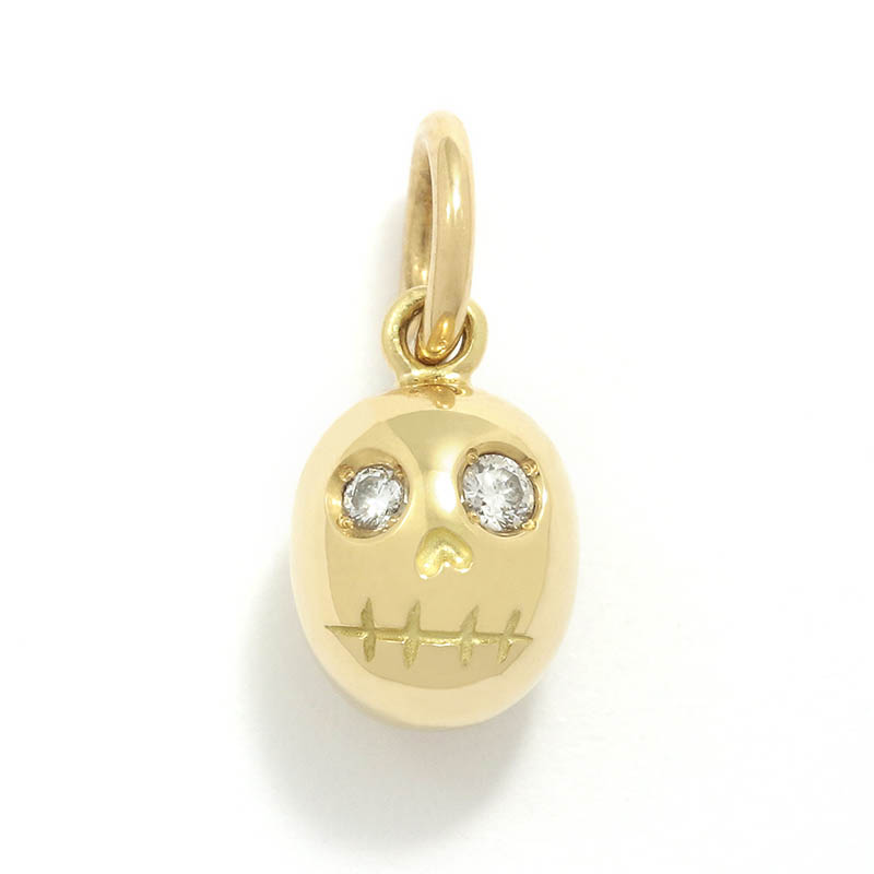 Sweet Skull Charm - K18Yellow Gold w/Diamond