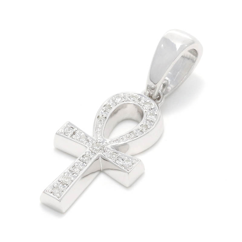 Ankh Pendant - Silver w/CZ