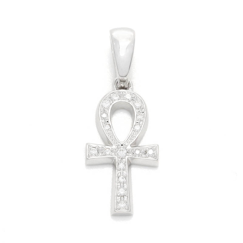 Ankh Pendant - Silver w/CZ
