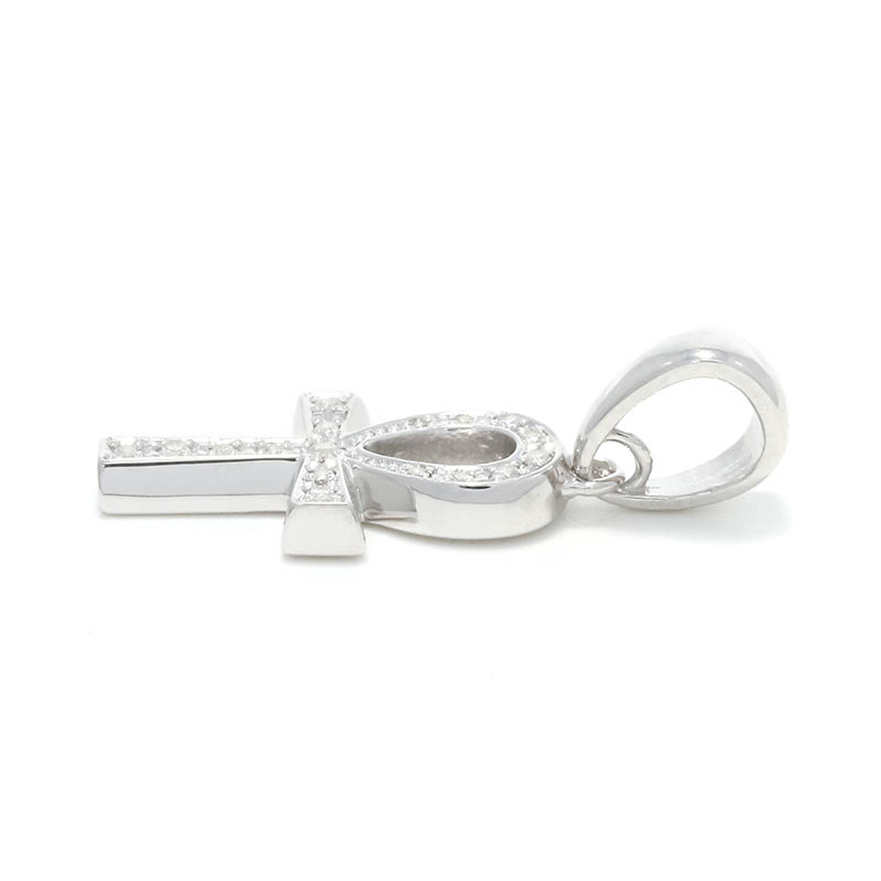 Ankh Pendant - Silver w/CZ