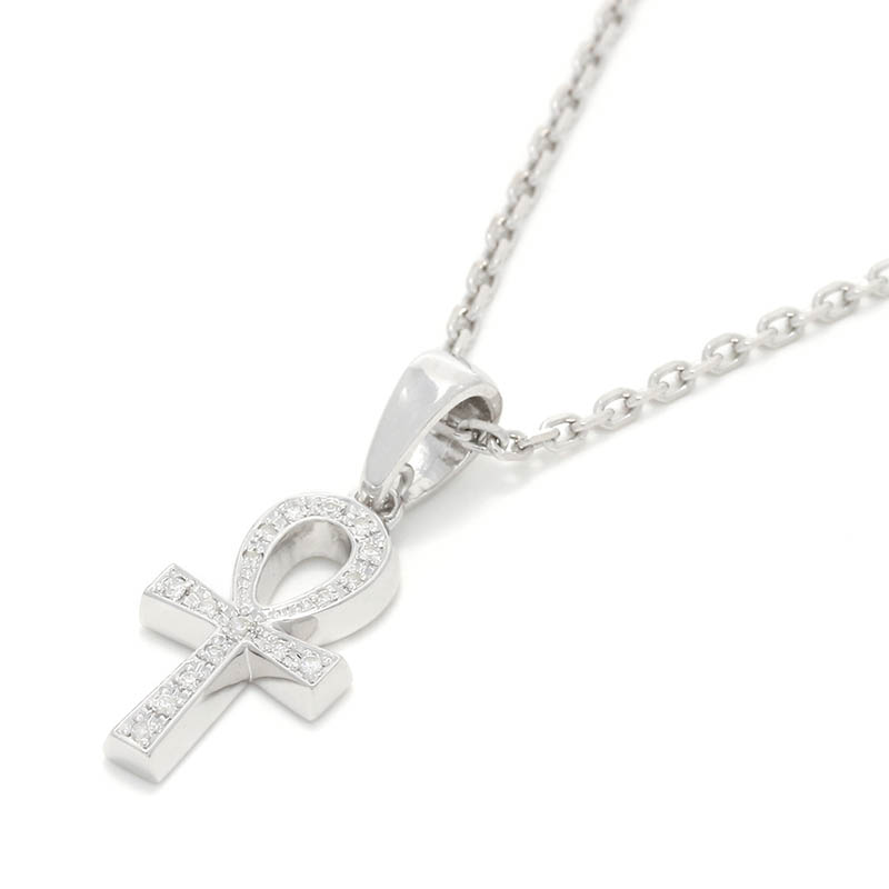 Ankh Pendant - Silver w/CZ