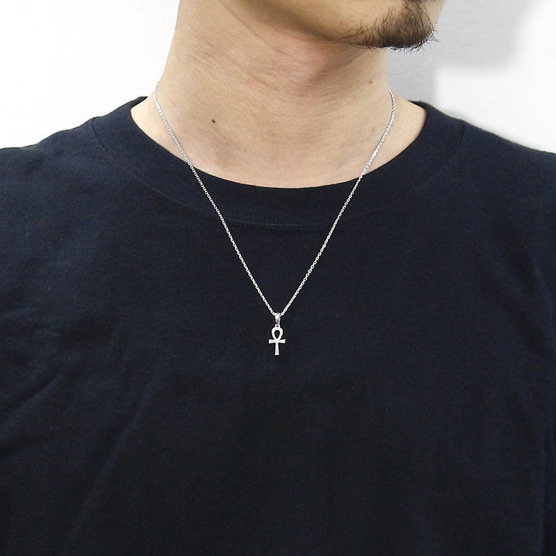 Ankh Pendant - Silver w/CZ