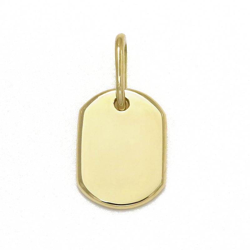 Small Dog Tag Charm - K18Yellow Gold