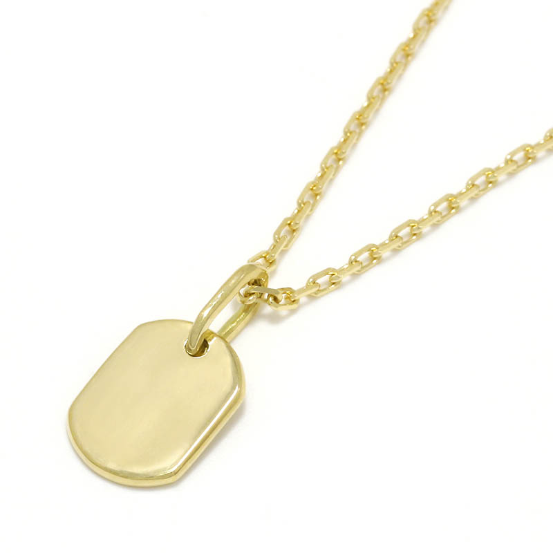 Small Dog Tag Charm - K18Yellow Gold