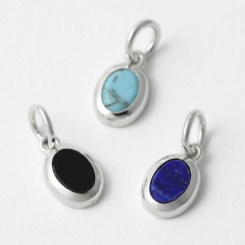 Flat Stone Charm - Silver