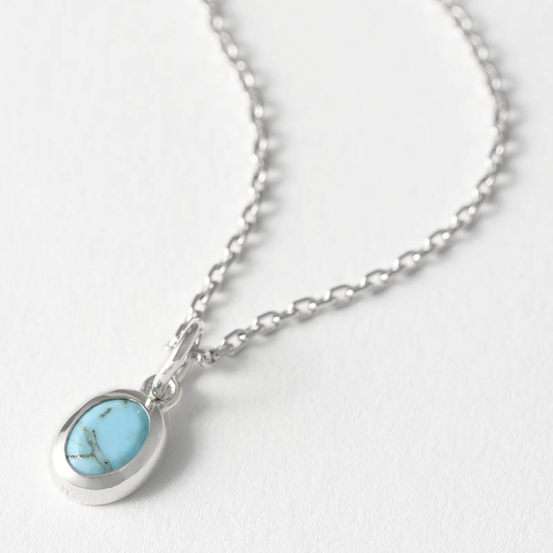 Flat Stone Charm - Silver
