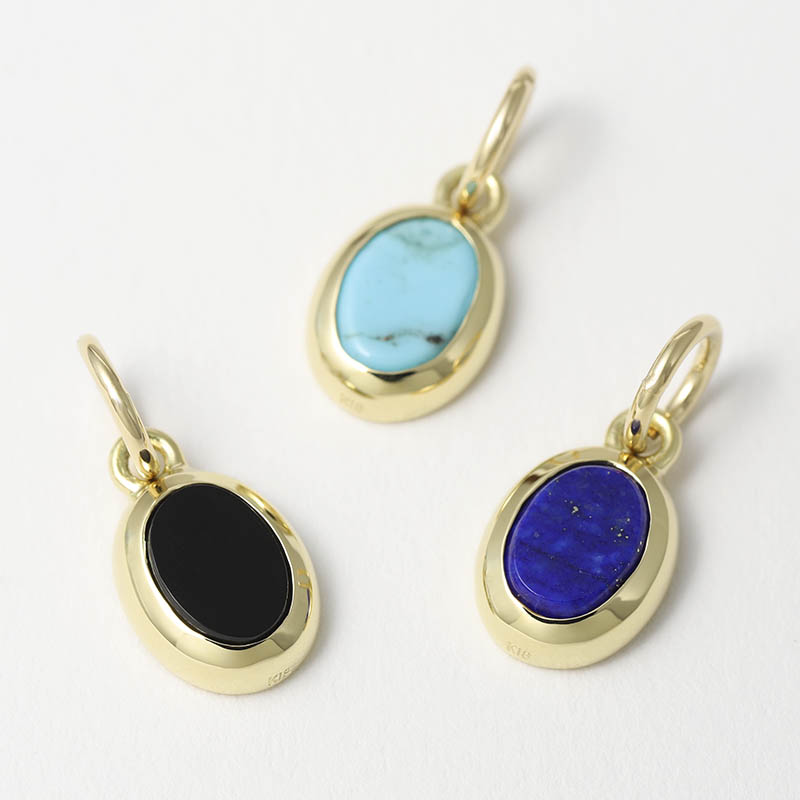 Flat Stone Charm - K18Yellow Gold