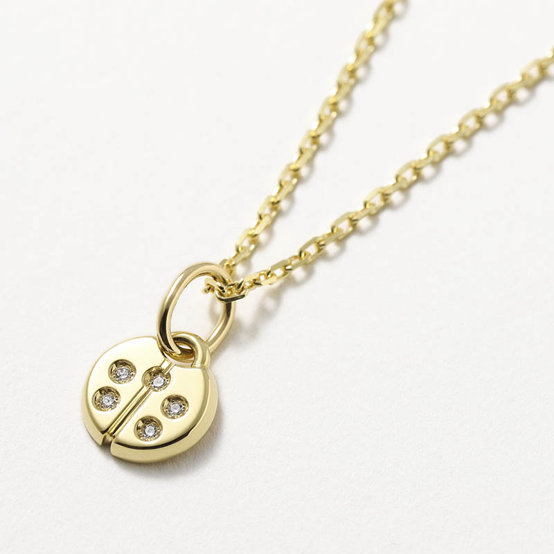 Ladybug Charm - K18Yellow Gold w/Diamond