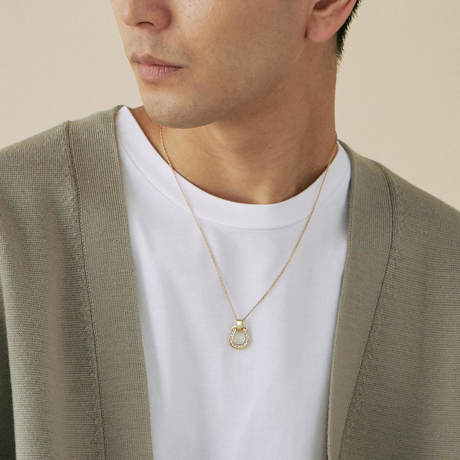 Large Horseshoe Pendant - K18Yellow Gold w/Diamond