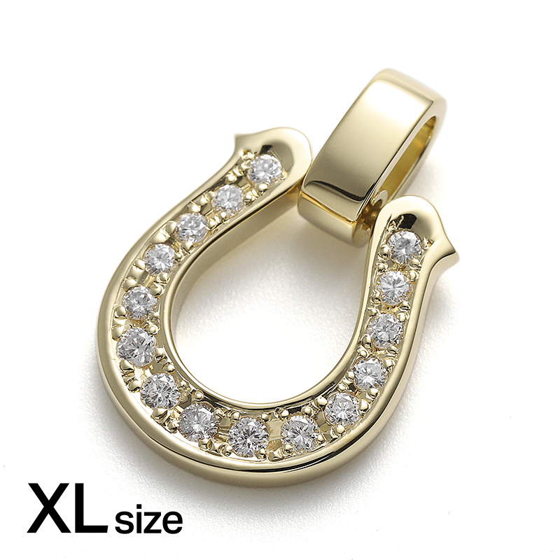 Extra Large Horseshoe Pendant - K18Yellow Gold w/Diamond
