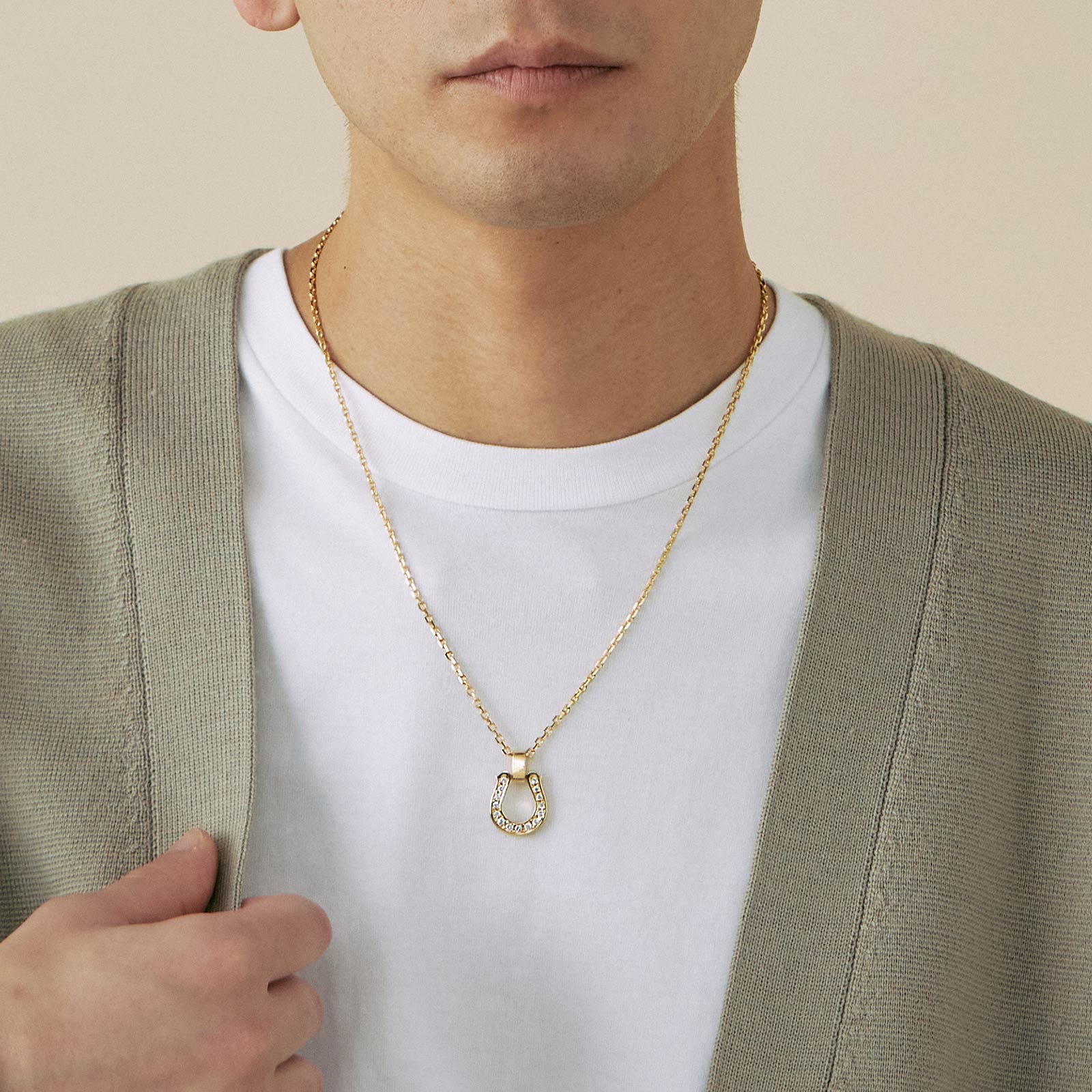 Extra Large Horseshoe Pendant - K18Yellow Gold w/Diamond