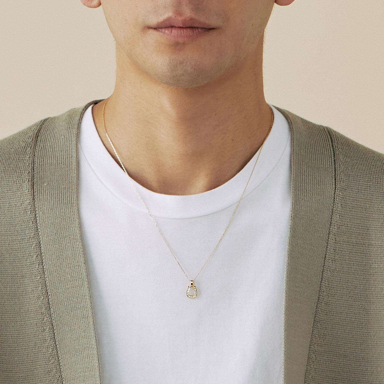 Small Horseshoe Pendant - K18Yellow Gold w/Diamond