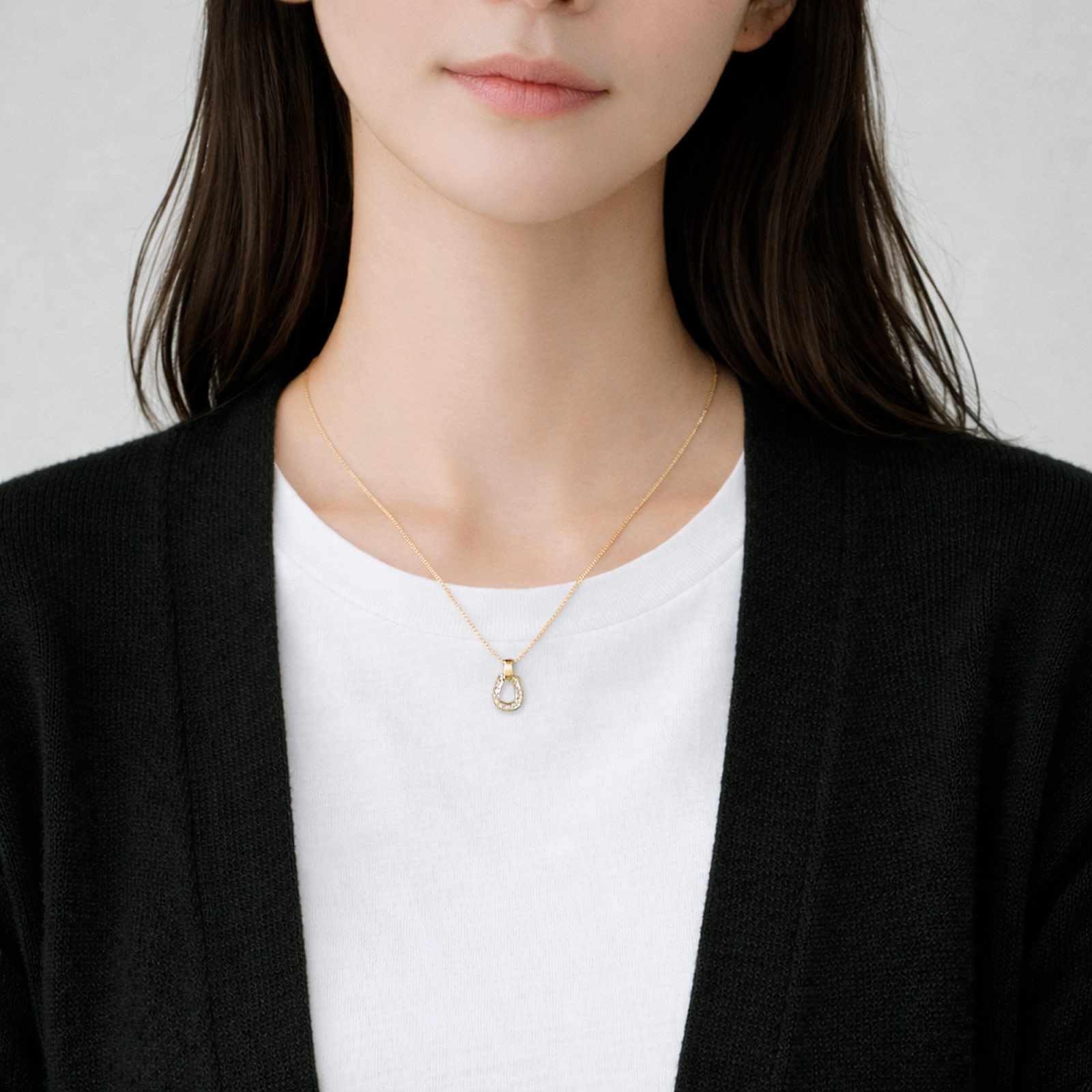 Small Horseshoe Pendant - K18Yellow Gold w/Diamond