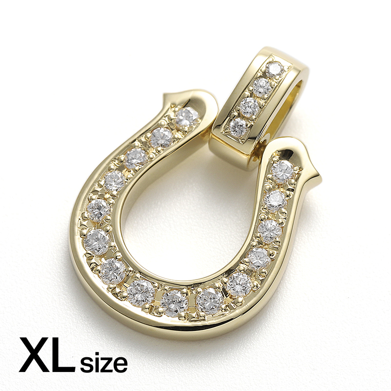 Extra Large Lux Horseshoe Pendant - K18Yellow Gold w/Diamond