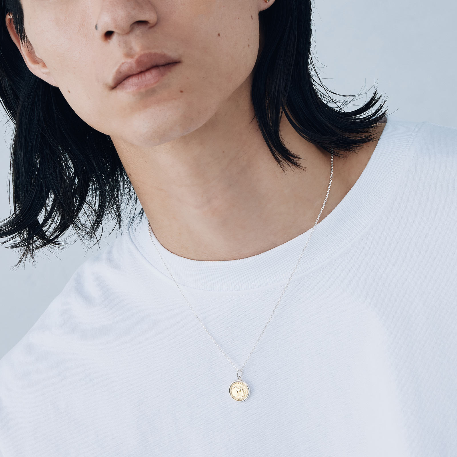 フレームホースコインペンダント - シルバー×K18イエローゴールド