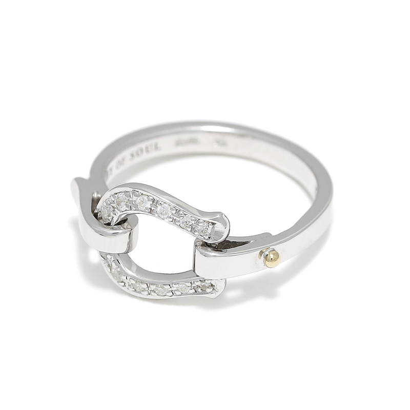 Horseshoe Band Ring - Silver w/CZ