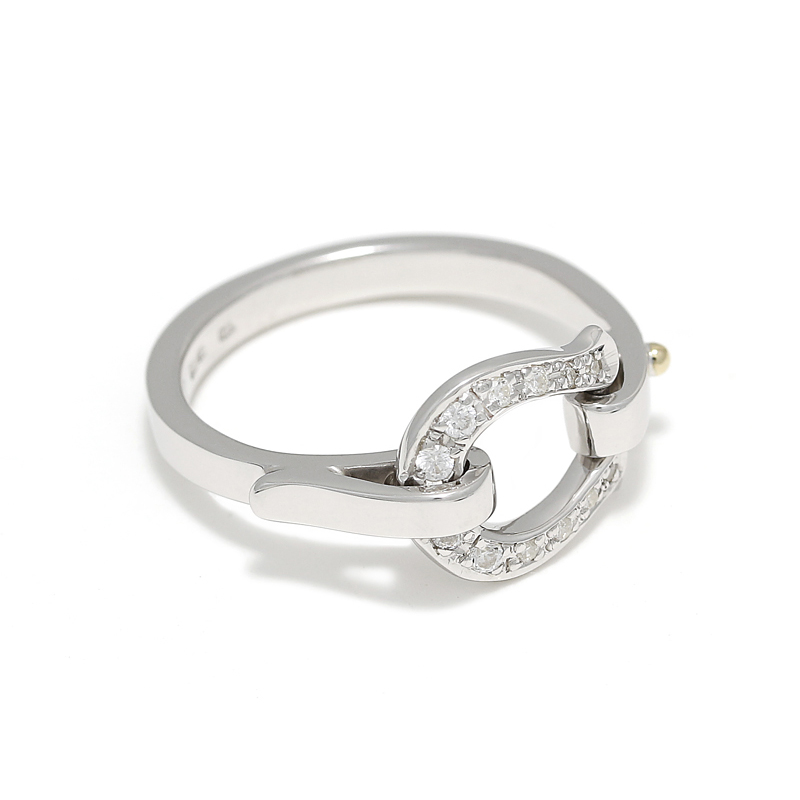 Horseshoe Band Ring - Silver w/CZ